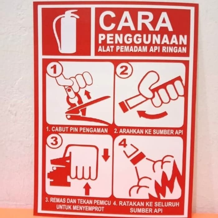 SIGN STICKER K3 RAMBU SAFETY CARA PENGGUNAAN ALAT PEMADAM API 15X20CM ...