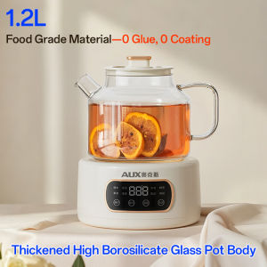 1200ML Electric Health Pot Glass Kettle with Tea Strainer & Base | 0 Glue All-Glass | 24H Keep Warm | Herbal Tea Cooker | 24H Preset | Multifunctional Thickened Glass Teapot