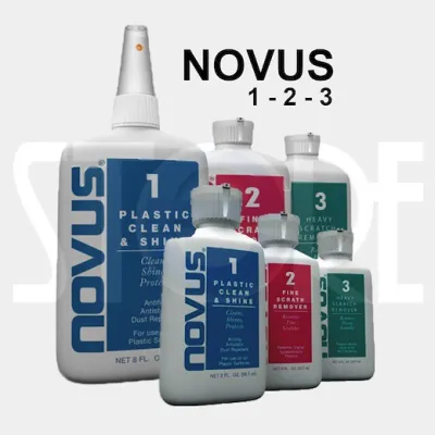 NOVUS Plastic Acrylic Cleaner and Shine 2 Fine Scratch Remover and 3 Heavy Scratch Remover