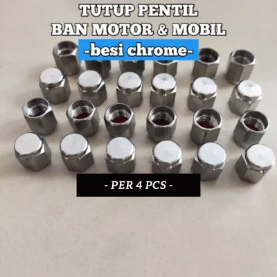 Promo - Tutup Pentil Ban Mobil dan Motor Besi Chrome Silver - 4 Pcs