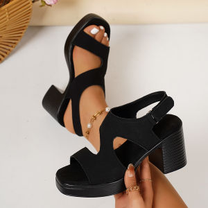 2026 Plus Size WomenS Sandals Summer New High Heel Open Toe Chunky Heel Sandals Elegant Fashionable WomenS Sandals