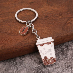 Mini Metal Coffee Cup Keychain Coffee Bean Pendant Keyring Women Men Backpack Accessories