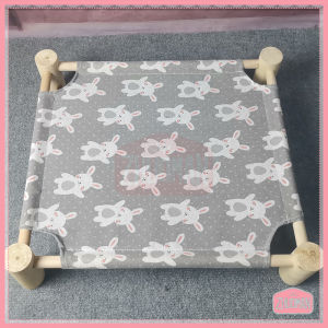 เตียงแมวไม้ ที่นอนสัตว์เลี้ยง ที่นอนแมว ไม้ธรรมชาติบริสุทธิ์ + ผ้าฝ้ายและผ้าลินิน แข็งแรง ทนทาน ติดตั้งและถอดประกอบง่าย