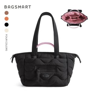 BAGSMART Quilted Tote Bag Casual Large Capacity Travel Handbag Waterproof Commuting Shoulder Bag for College Daily Office2026