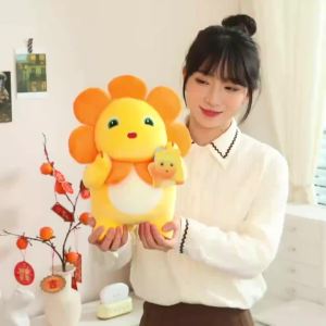Kawaii Sunflower Nailong Plush Toy Cartoon Smile Dinosaur Silly Cute Stuffed Anime Sofa Pillow Room Decor For Kids Birthday Gift