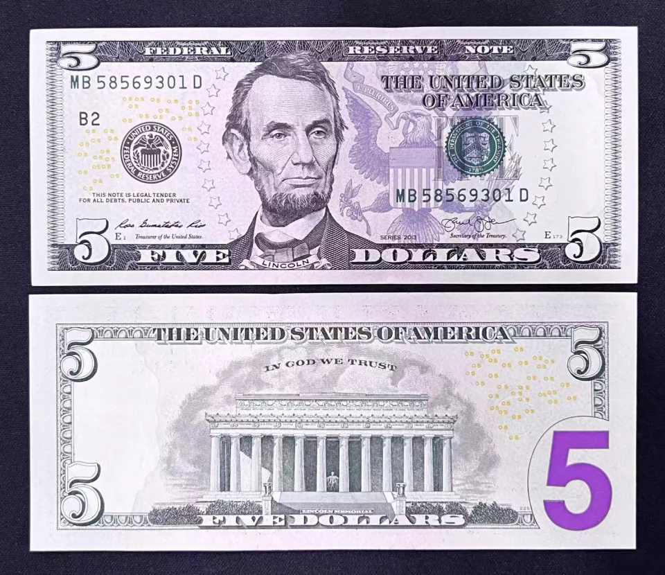 外钞～2013 The United States Of America Federal Reserve Note 5 Dollars  Banknote (Abraham Lincoln) 美国美金5美元（亚伯拉罕·林肯） 5 Dollar Abraham Lincoln  Banknote Us Anniversary Gift - Lazada | Lazada