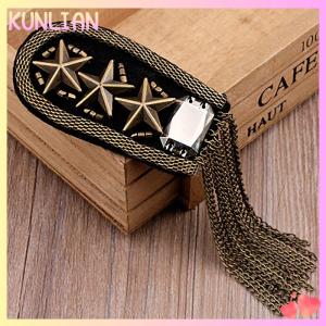 [KUNLIAN] 1Pcs Vintage Five Star Tassel Chain Shoulder Board Badges Beads Fabric Metal Epaulet Epaulette Pin On Brooch Medal