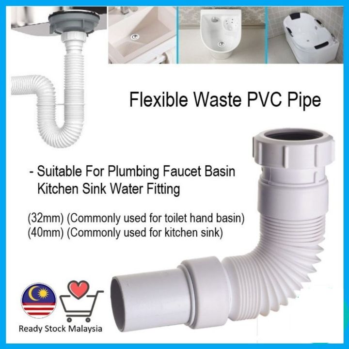 Ready Stock- Flexible Waste PVC Pipe for Plumbing Faucet Basin ...