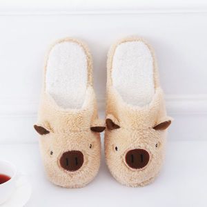 Christmas gifts House Slipper Fluffy Womens Winter Kawaii Cartoon Pig Bear Plush Contton Anti Skid Indoor Funny Cute Female Fuzzy Shoes Flat