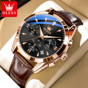 OLEVS watch for men waterproof original 2024 new sale business casual multifunctional chronograph moon phase design calendar luminous