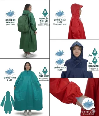 Áo mưa 1 người - Áo dù siêu bền - xanh dương ( Hàng cao cấp xưởng Việt Nam )