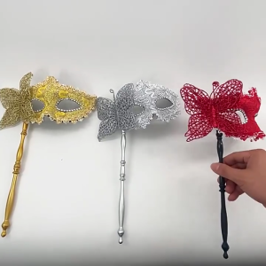 Masquerade Mask with Holding Stick Butterfly Mask Half Face Mask Halloween Party Mask Evening Prom Mask for Carnivals