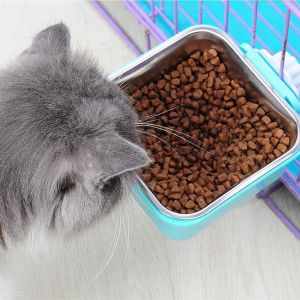 CUTE ELVES Rabbit Small Pet Plastic Square Hanging Anti-overturning Food Dish Dog Crate Bowl Water Feeder Container