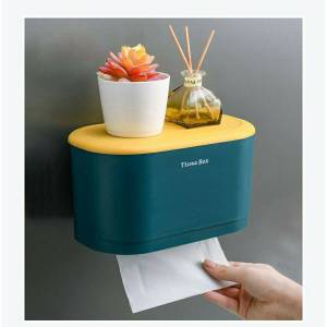 🛀กล่องใส่ทิชชู่ กล่องใส่กระดาษชำระ ติดผนังไม่ต้องเจาะ กันน้ำ ใส่ได้ทั้งทิชชู่แบบม้วนและแบบแผ่น🛀 #S-0007