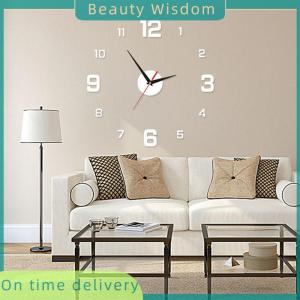 Beauty Wisdom DIY Wall Clock For Home Office Frameless Modern 3D Wall Clock Mirror Stickers Hotel Room Design School Decoration