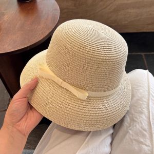 LIHUA Hepburn Bow Straw Cap Beach French Weaving Cap New Summer Visor Basin Cap Ladies