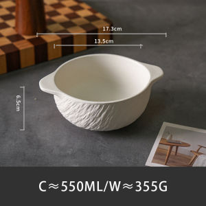 Vision ถ้วยซุปหูเซรามิกสองข้างชามสลัดในครัวเรือนชามก๋วยเตี๋ยวความจุมากชามอาหารเช้าทนอุณหภูมิสูง