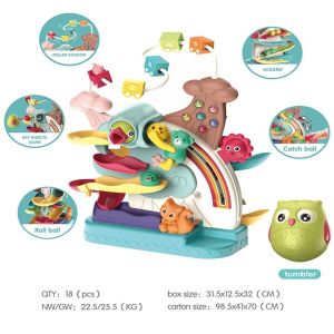 GBABY BIBI-IRN Pathway Puzzle Toys Set - Baby Play Piano Rail Car Adventure Toy Owl Catch Insects Beading Fun Multifunctional Early Educational Music Toy for Kid Maze Ball Car Rainbow Slide Rail Catching Worm Electric Musical Instrument Kids