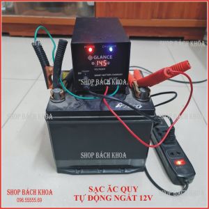 Bộ sạc acquy tự động ngắt 12V. Dùng cho tất cả các loại acquy. Tự ngắt khi đầy điện tự sạc khi hết điện. Có đèn hiển thị trạng thái làm việc. Shop Bách khoa
