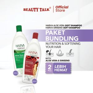 [Bundling Hemat - 2 Pcs] Harva Shampoo Aloevera Soft&Smooth 600ml  + Harva Shampoo Ginseng Soft&Smooth 600ml | Sampo Membantu untuk mengurangi rambut Ketombe berketombe dan mudah rontok dengan Aroma yang Segar