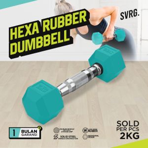Svarga Hexagonal Dumbbell - 2 KG - Rubber Dumbell Barbell