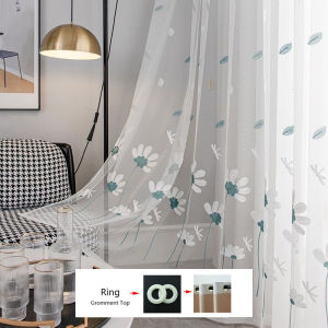 【จัดส่งภายใน 2 วัน】ผ้าม่านปักลายดอกไม้หรูหรา  กันแสงสมบูรณ์ พื้นหลังขาวสะอาดตา สำหรับห้องนั่งเล่น-ห้องนอน สไตล์โมเดิร์น