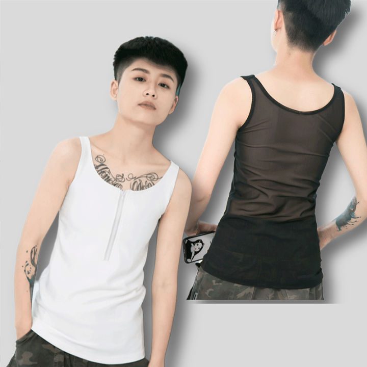 ทอมบอยสายเดี่ยวทรงเข้ารูปสำหรับผู้หญิงเสื้อกล้ามเข้ารูปเสื้อกล้ามทรานส์ที่รัดหน้าอกทอมบอยสำหรับ S-6XL นมใหญ่