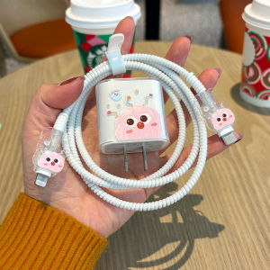 QIHUISHI Cục bông USB hình phim hoạt hình dễ thương Cáp lớp áo bảo vệ thích hợp cho Apple Cáp sạc sạc iPhone trường hợp bảo vệ