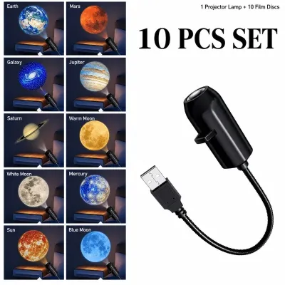 Galaxy Projector Lamp Star Light Adjustable Brightness USB Powered Remote Control Home Bedroom Ceiling Wall Decor