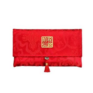 Zhaocaimao ampao money envelope 2026 red pocket envelop angpao new version 2026 ampaw money envelopes Chinese Style New Year Red Envelope Traditional Wedding Red Wallet Storage Bag Brocade Childrens Money Bag Spring Festival Supplies