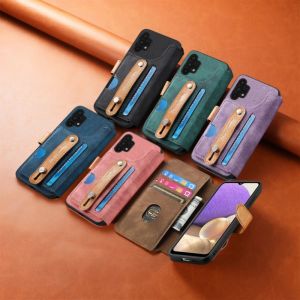 Wrist Strap Phone Case For Samsung Galaxy Note 10 S8 S20 S21 S22 S23 S24 FE S25 Ultra Pro Plus Flip Leather Wallet Cards Solt Cover