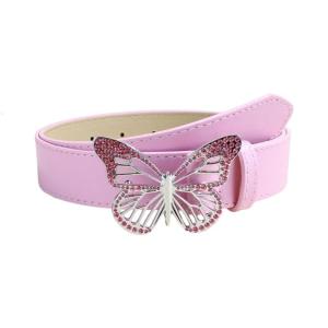 Thời trang của phụ nữ dây đeo bằng da PU trang trí Áo Đầm nịt bụng vành đai với rực rỡ bướm Rhinestone Clasp