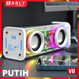 Speaker V8 ARMOUR Bluetooth ERRLY TWS Wireless v5.3 Dua Subwoofer 10W RGB LED Light Transparent