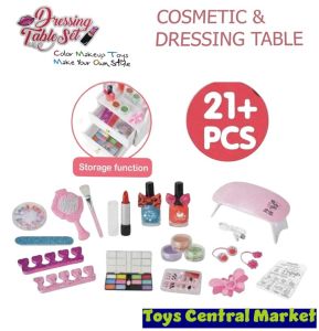 DIY Set meja rias anak perempuan 21pcs mainan make up set anak mainan kosmetik dressing table set