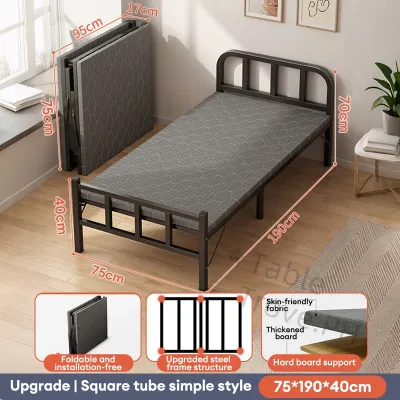 Metal Folding Bed 75/100/120CM Silver Gray Nap Sheet Single Portable Bedroom Folding Sheet Single Heavy Duty Bed Frame