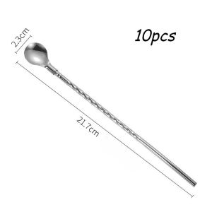 Durable Stainless Steel Straw Spoon Reusable 2-in-1 Drinking Tool For Smoothies And Desserts