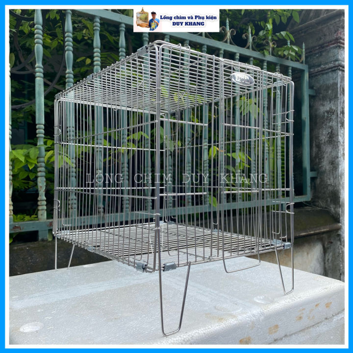 Lồng tắm chim inox dạng gấp gọn phù hợp cho lồng chim chào mào, chích ...