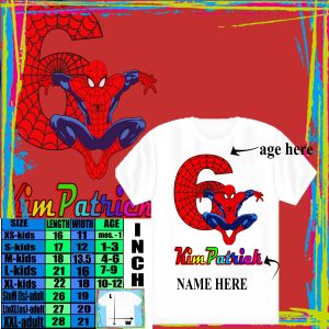 SPIDERMAN DESIGN PERSONALIZED BIRTHDAY T-SHIRT DESIGN CUSTOMIZED DESIGN IN TSHIRT WITH NAME SUBLIMATION PRINT WHITE SHIRT
