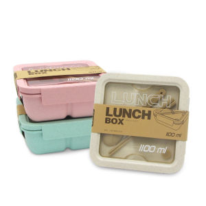 Kotak Makan Bento Jerami Lunch Box set Transparant Lid Tempat Makan 1100ml BPA FREE