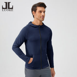 Luoke Mens Sports Jacket Zippered Stand Up Collar Fitness Suit Long Sleeved Quick Drying Jacket