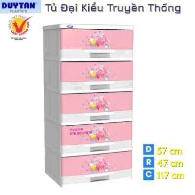 [ĐÃ LẮP RÁP HOÀN THIỆN] Tủ nhựa Duy Tân Đại Kiểu 5 tầng - chất liệu nhựa PP/ABS kiểu dáng hiện đại thiết kế tiện lợi kích thước 57 x 47 x 117cm - Giao đúng màu đã chọn họa tiết ngẫu nhiên