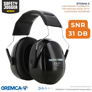 Safety Jogger ETOSHA II Earmuffs 31dB SNR Lightweight Cushioned Hearing Protection Noise Reduction