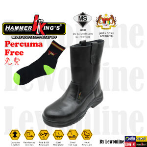 Original Hammer Kings Normal Safety Shoes High Cut Pull-up Steel Toe Cap Leather Working Shoes 13033 Ready Stock