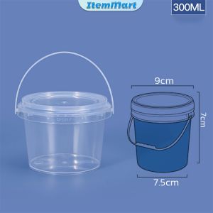 ItemMart 1L 0.3L 0.5L Bucket with Seal Clear Storage Plastic Container Pail Food Packaging Canister