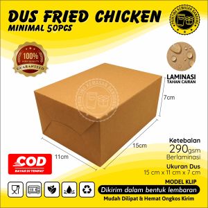(50 PCS) Dus Snack Box 15x11x7 Kraft 290gsm Kotak Kue Fried Chicken Awug Roti Bakar Martabak Singkong Keju