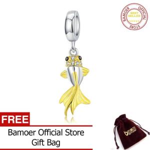 BAMOER Mặt Dây Chuyền Hình Đuôi Cá Màu Vàng Kim Bằng Bạc Sterling 925 Charm Cho Mặt Dây Chuyền Và Vòng Cổ Bằng Bạc Nguyên Bản Trang Sức Tự Làm Cho Nữ BSC127