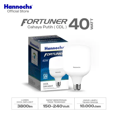 Hannochs Lampu Bohlam LED Fortuner T Bulb 40W Cahaya Putih