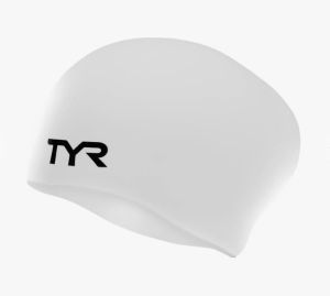 Mũ Bơi TYR Wrinkle- Free Long Hair Silicone Swim Cap White.