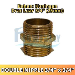 DOUBLE NIPPLE 3/4 x 3/4 INCH KUNINGAN NEPEL DOBEL DRAT LUAR
