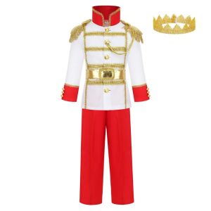 Fast shipping Halloween Cosplay Carnival Boys Clothing Birthday Party Fancy Dress Up King Cloak Christmas Kids Charming Prince Costumes
